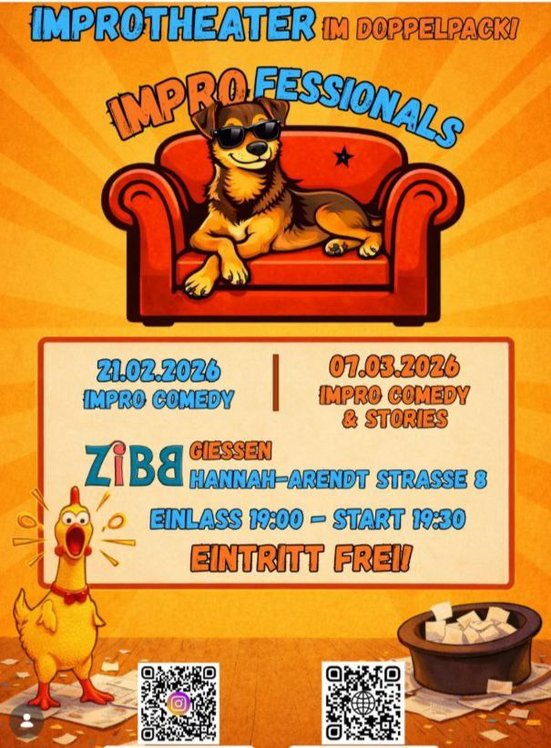 Improtheater 07.03.2026 ZiBB Gie&szlig;en Einlass 19:00 Uhr -  Start 19:30
